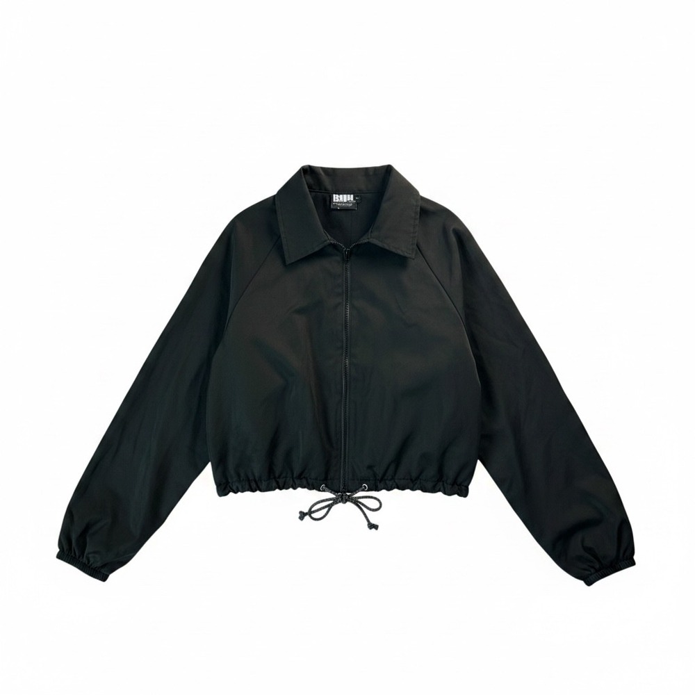Biju Bodywear Vintage Black Cropped Windbreaker Jacket Women's Medium